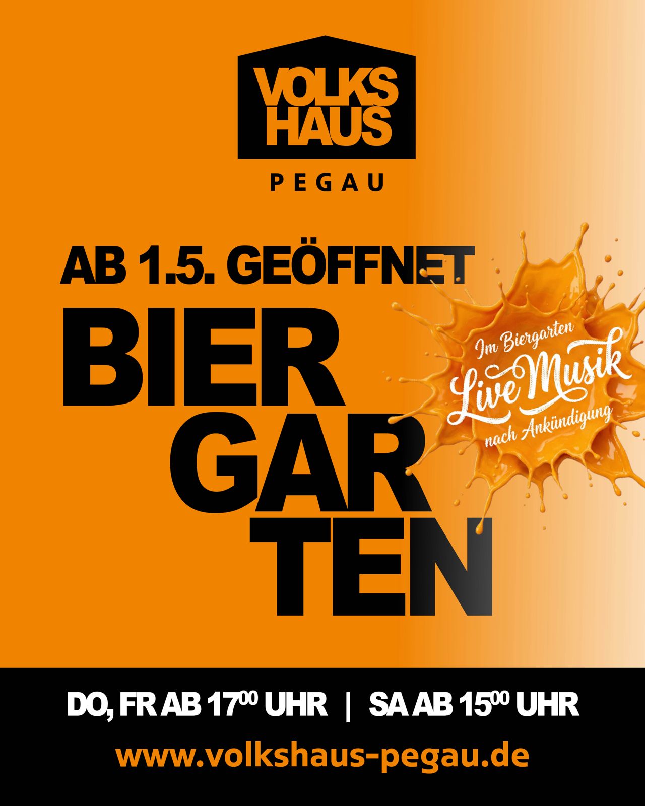 Biergarten ab 1. Mai geöffnet.